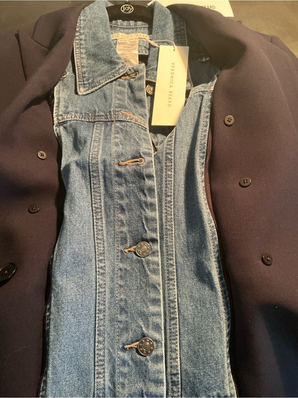 ‼️NWT Veronica Beard Navy Dickey Jacket with gold buttons and  Denim Dickey - Picture 5 of 5